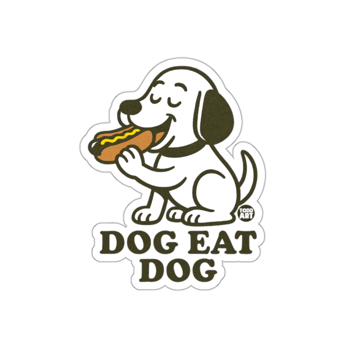 Dog Eat Dog Cartoon Eating Hot Dog Sticker