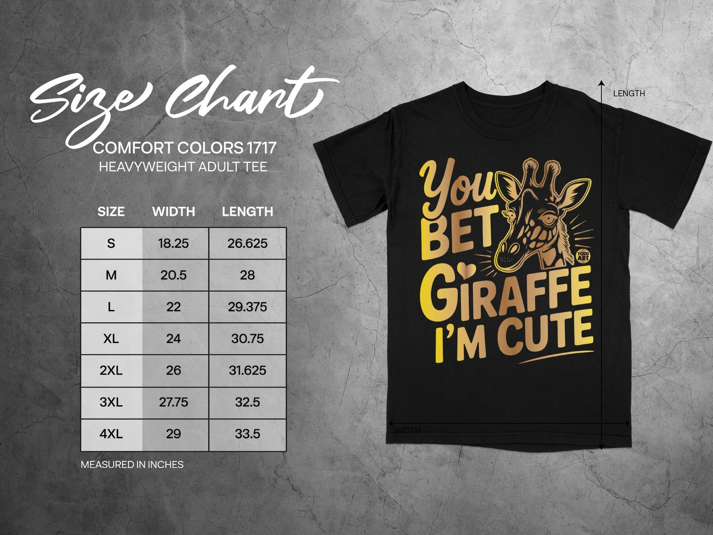 You Bet Giraffe I'm Cute Comfort Colors 1717 Heavyweight Tee
