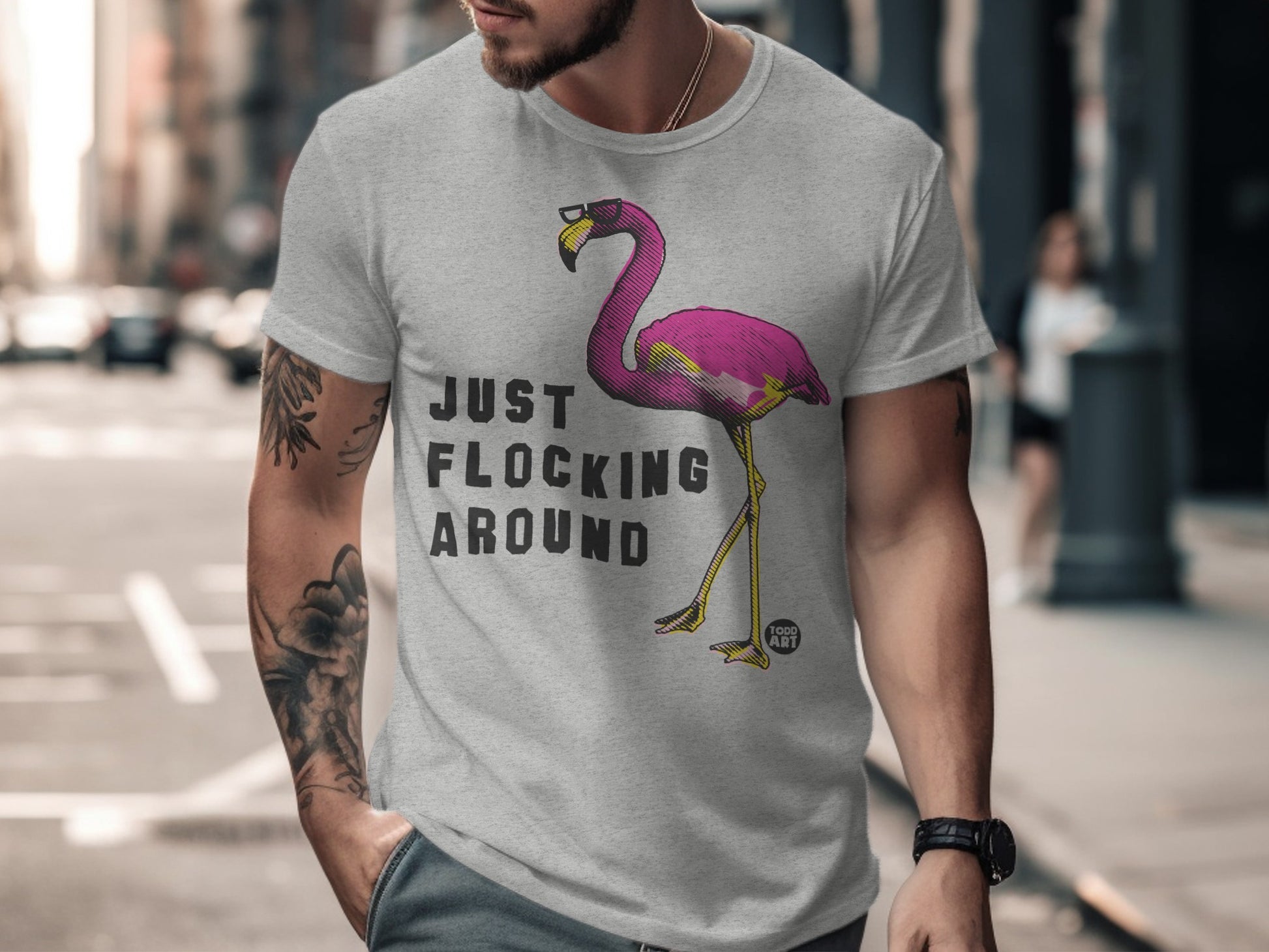 Just Flocking Around Flamingo Graphic T-Shirt