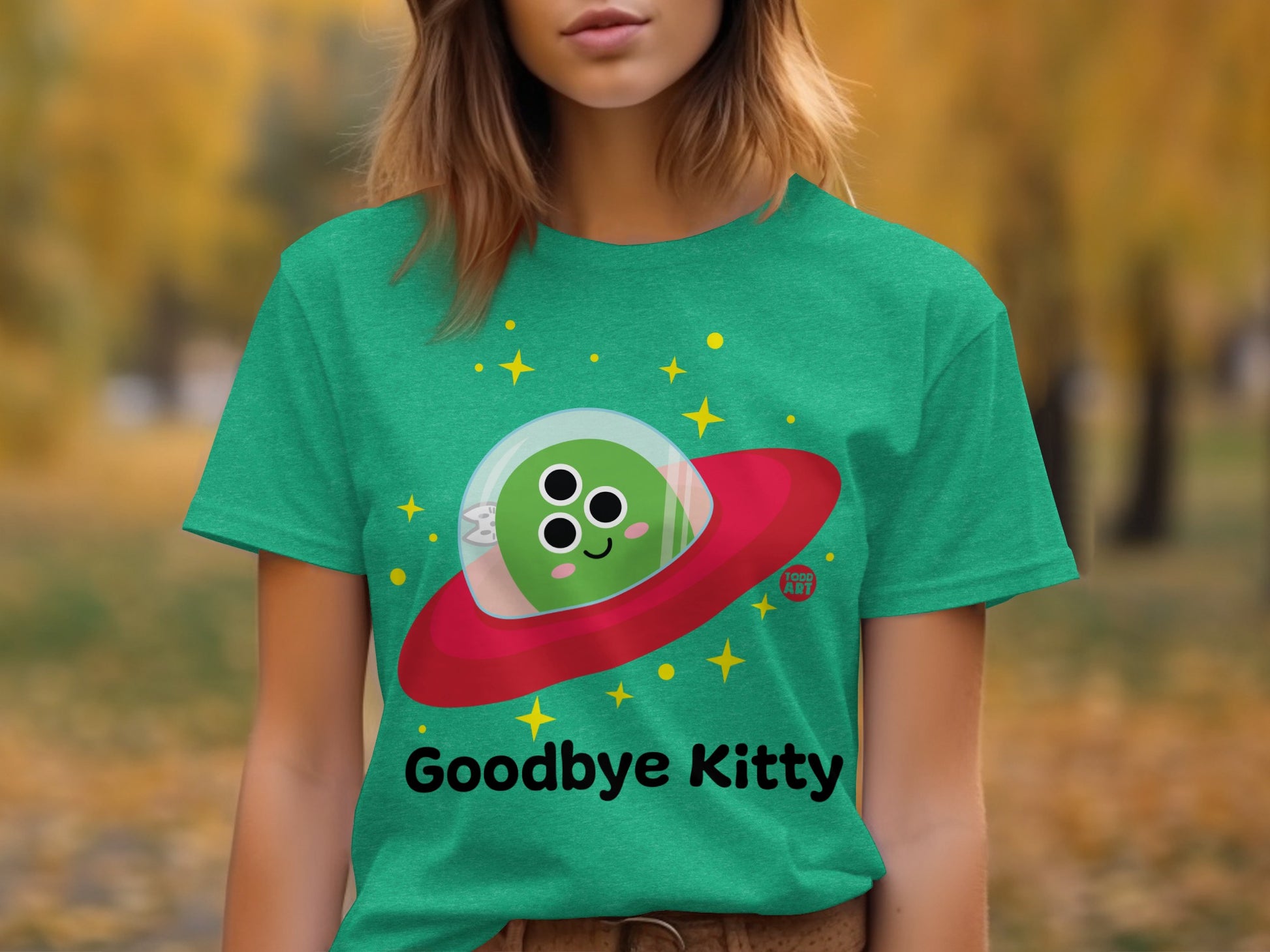 Goodbye Kitty Cute Alien Graphic T-Shirt Design