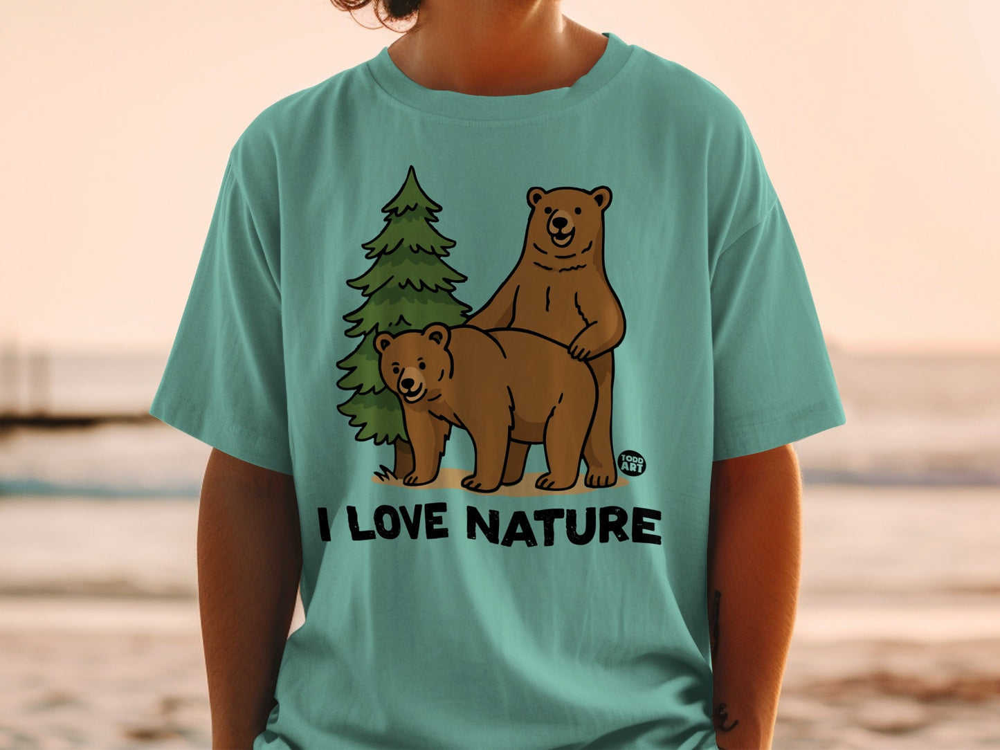 I Love Nature Bears Graphic Tee Shirt Ideal for Outdoor Enthusiasts