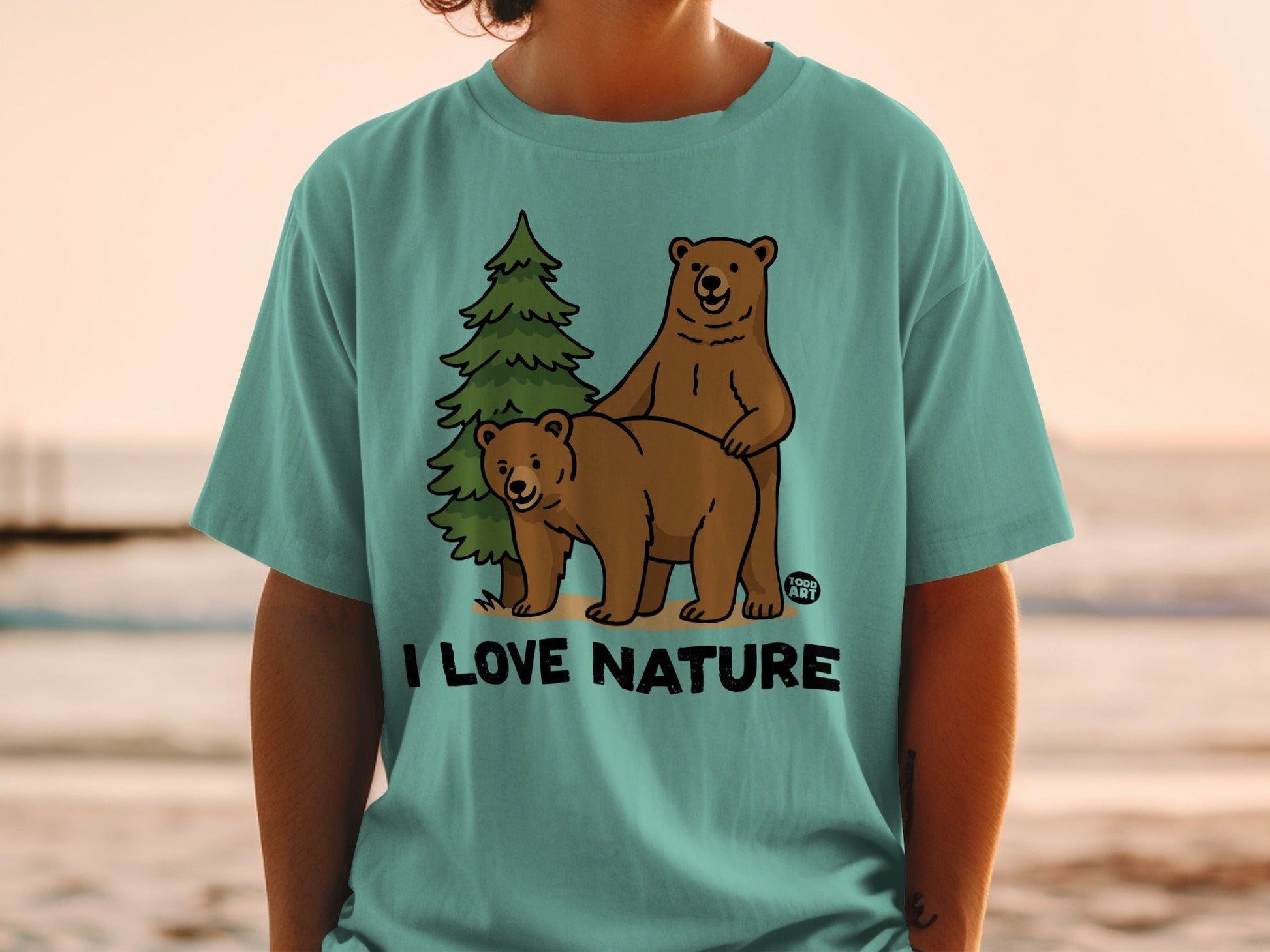 I Love Nature Bears Graphic Tee Shirt Ideal for Outdoor Enthusiasts