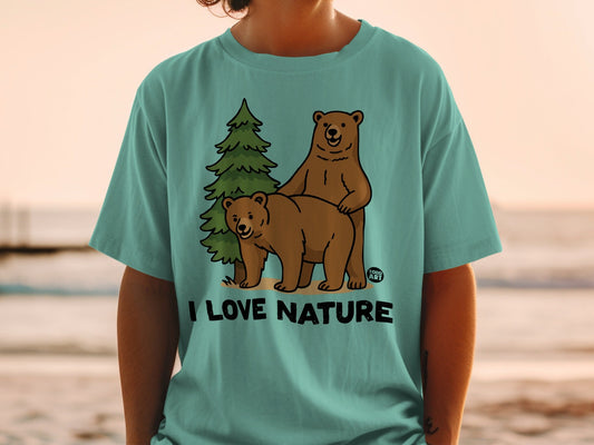 I Love Nature Bears Graphic Tee Shirt Ideal for Outdoor Enthusiasts