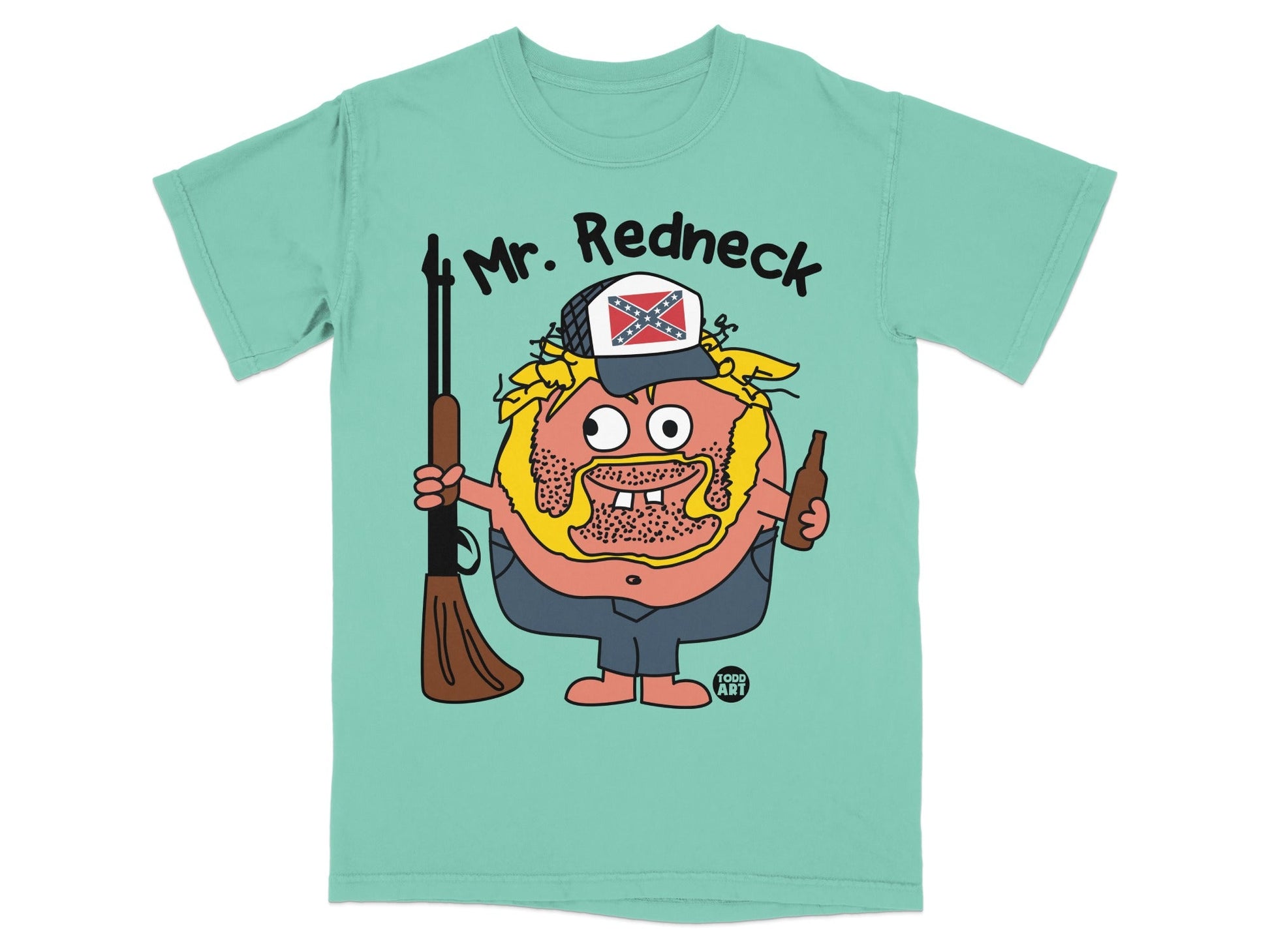 Mr. Redneck Graphic Teal T-Shirt Fun Design Shirt