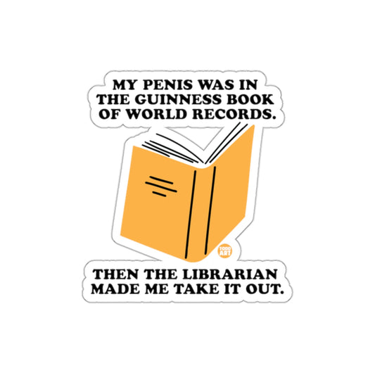 Funny Guinness Book of Records Librarian Joke Sticker