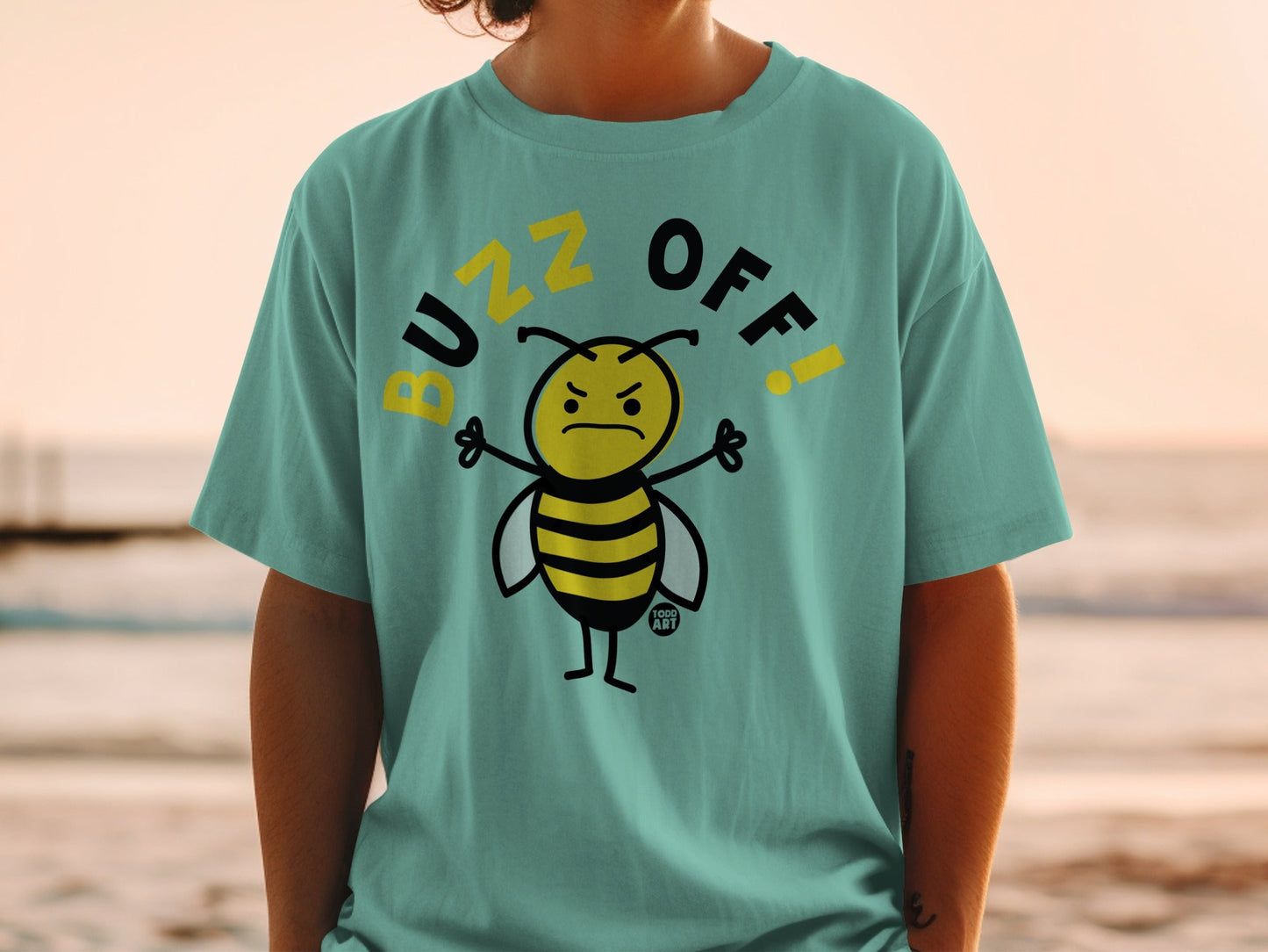 Buzz Off Angry Bee Graphic T-Shirt Fun Summer Wear