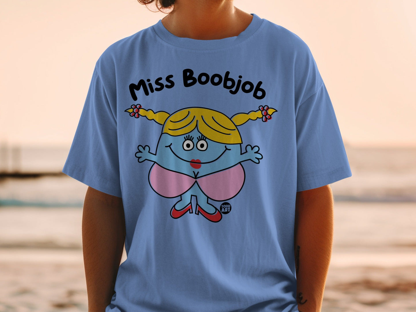 Miss Boobjob Cartoon Character Graphic T-Shirt