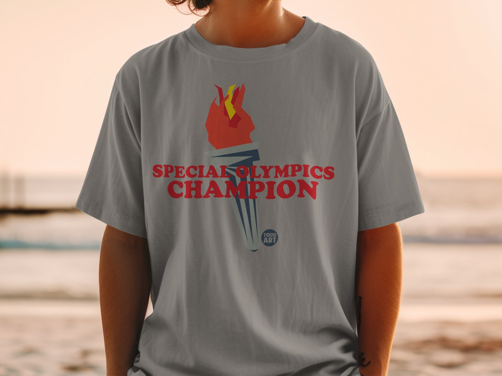 Special Olympics Champion Torch Graphic Todd Art T-shirt