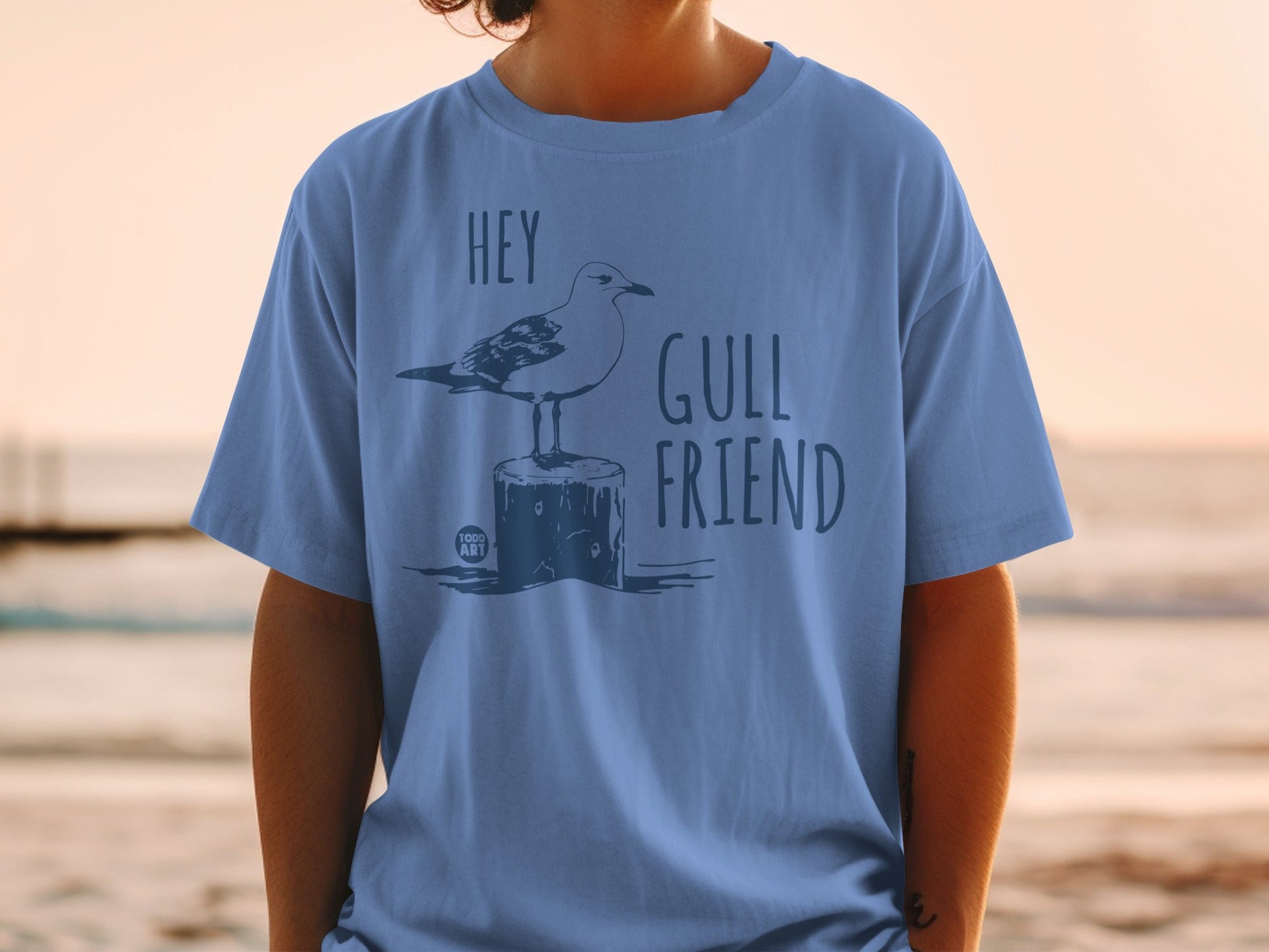 Hey Gull Friend Seagull Graphic T-shirt for Beach Lovers