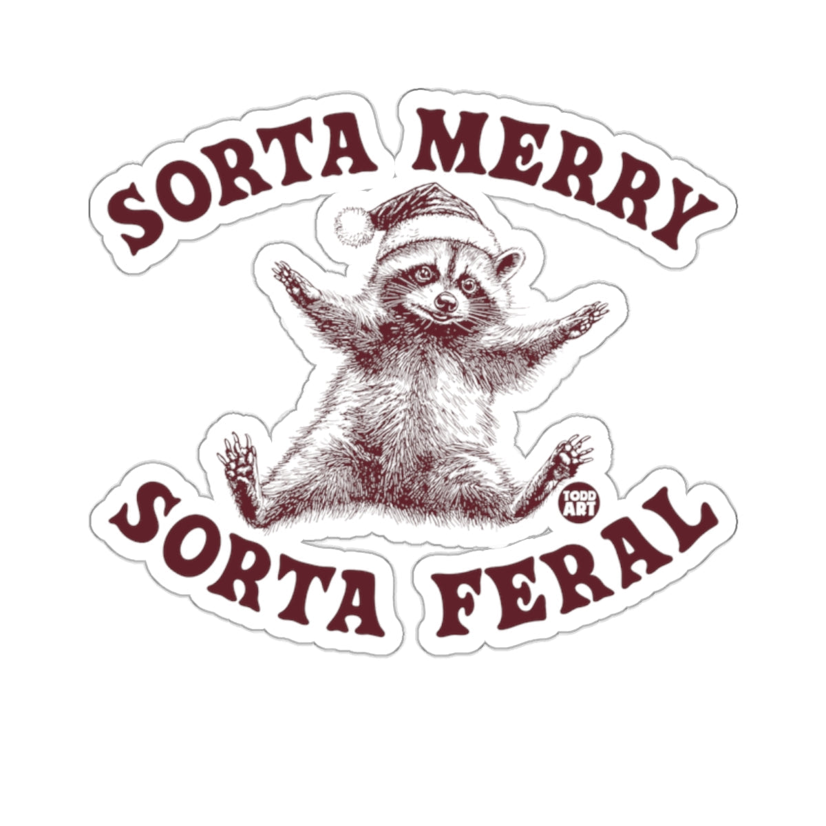 Sorta Merry Sorta Feral Raccoon Santa Hat 