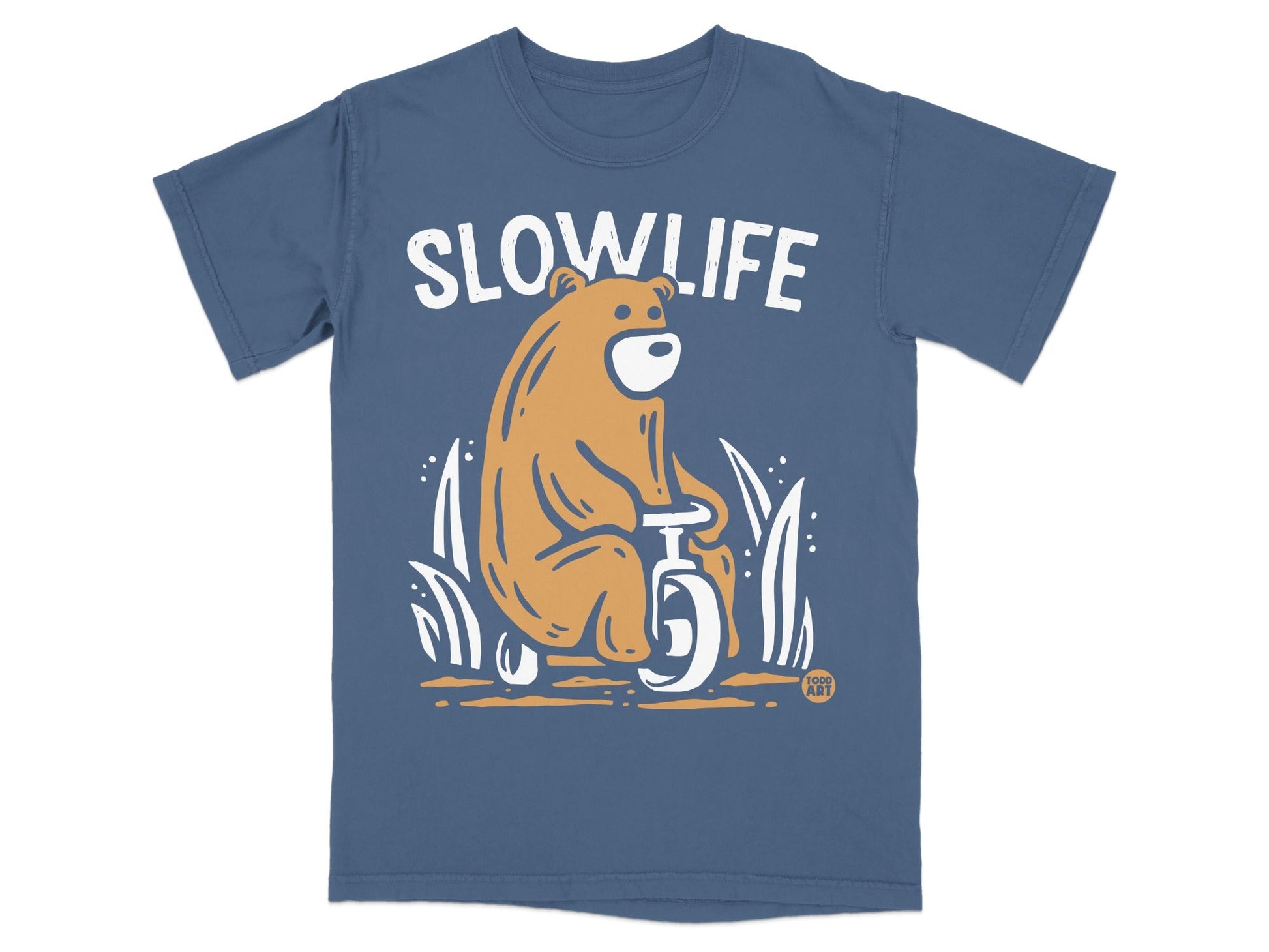 Slow Life Bear Illustration Printed T-Shirt