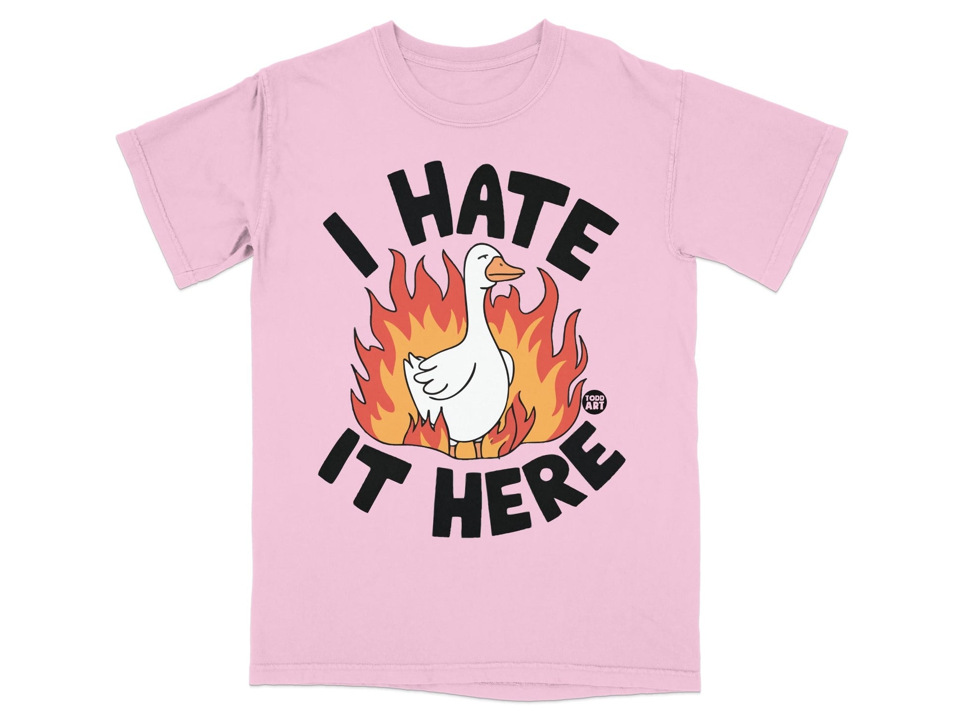 I Hate It Here Flaming Duck Graphic T-shirt