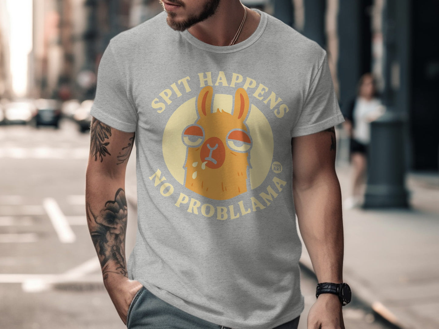 Spit Happens No Probllama Funny Llama Artwork Shirt