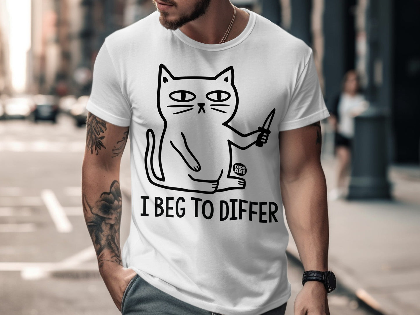 I Beg to Differ Cute Cat Design T-shirt Product