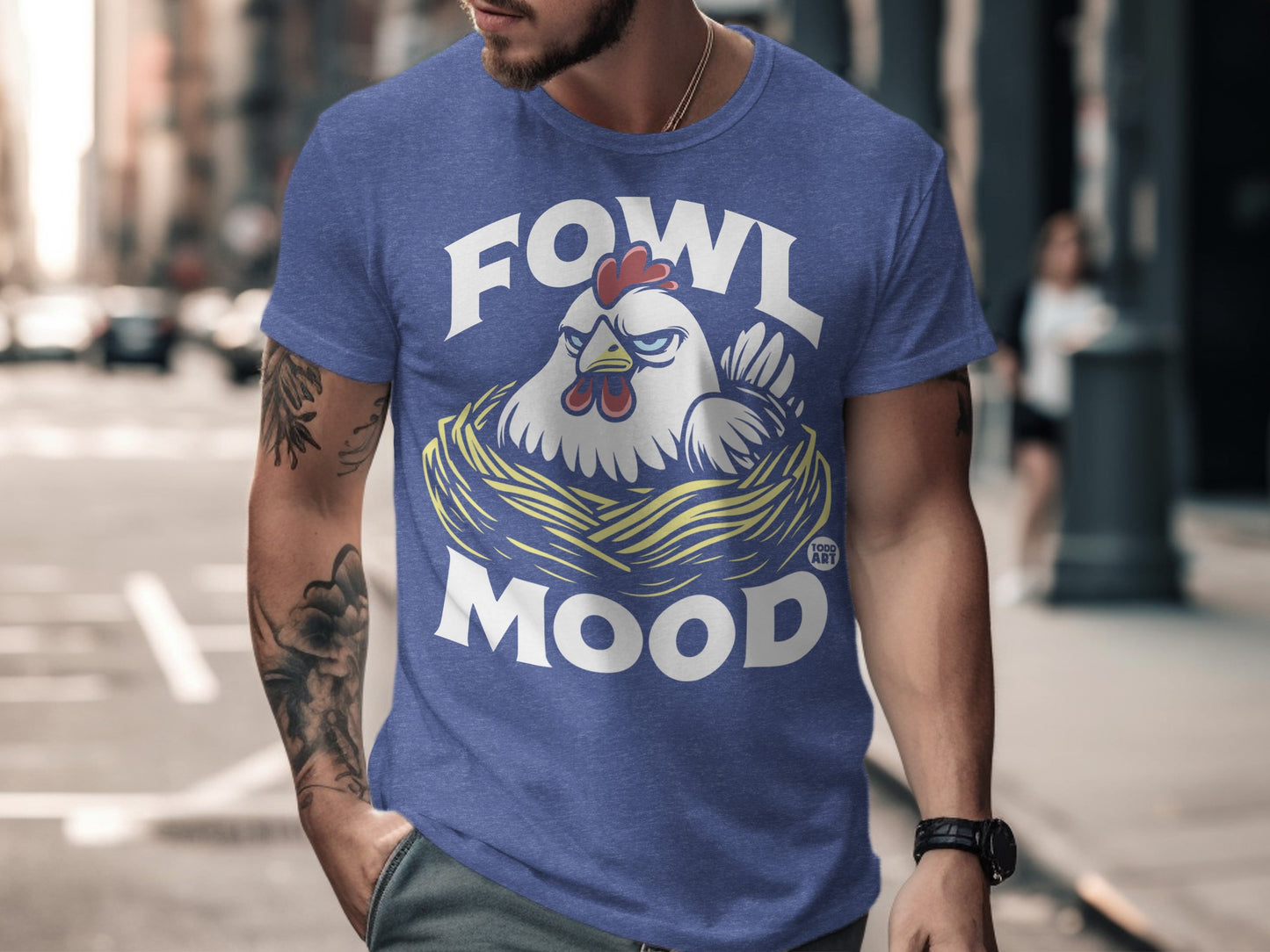 Fowl Mood Graphic Tee Featuring Angry Hen Design