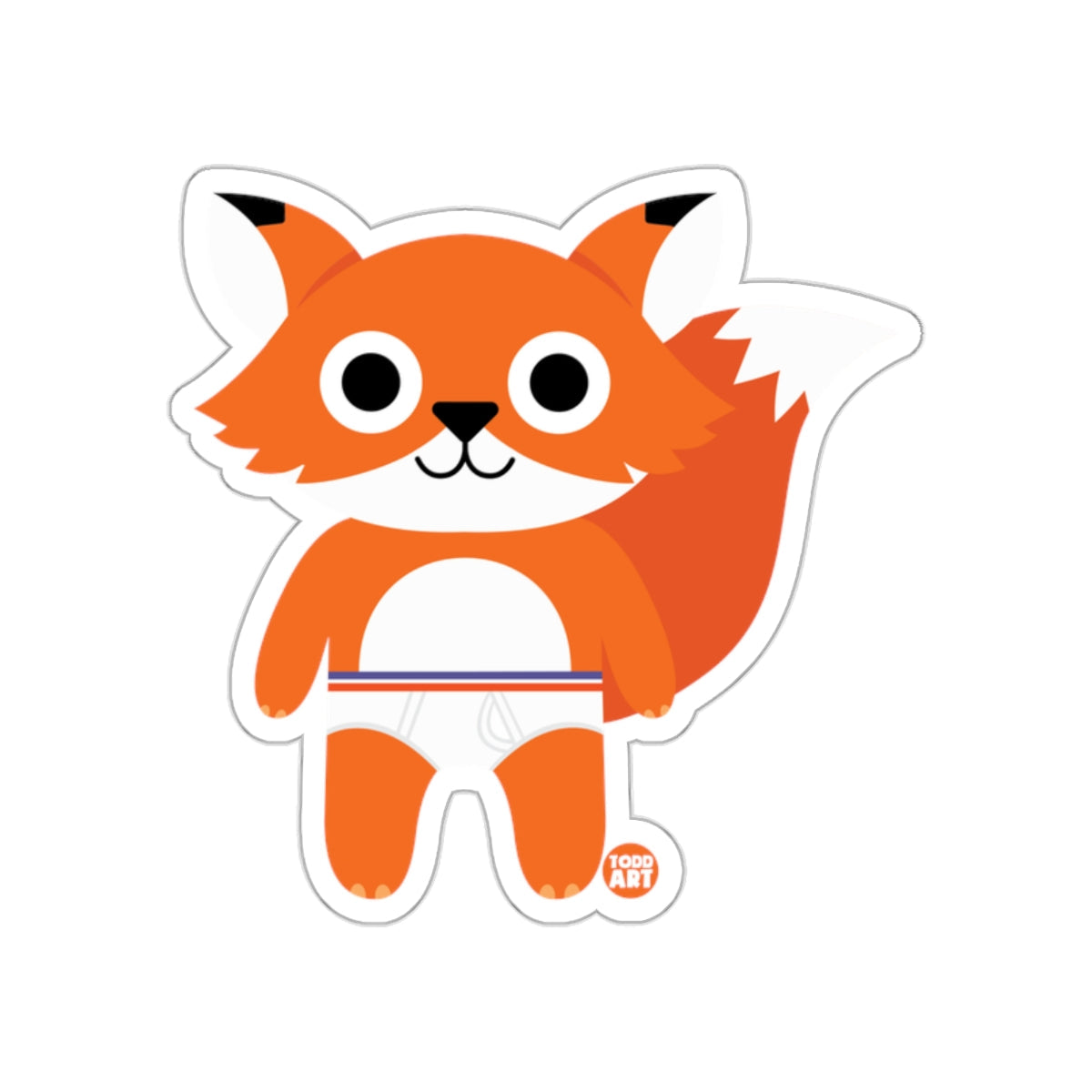 Cute Cartoon Fox in Underwear Sticker Decal Design