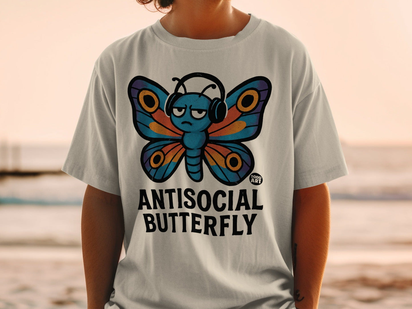 Antisocial Butterfly Graphic Print T-Shirt