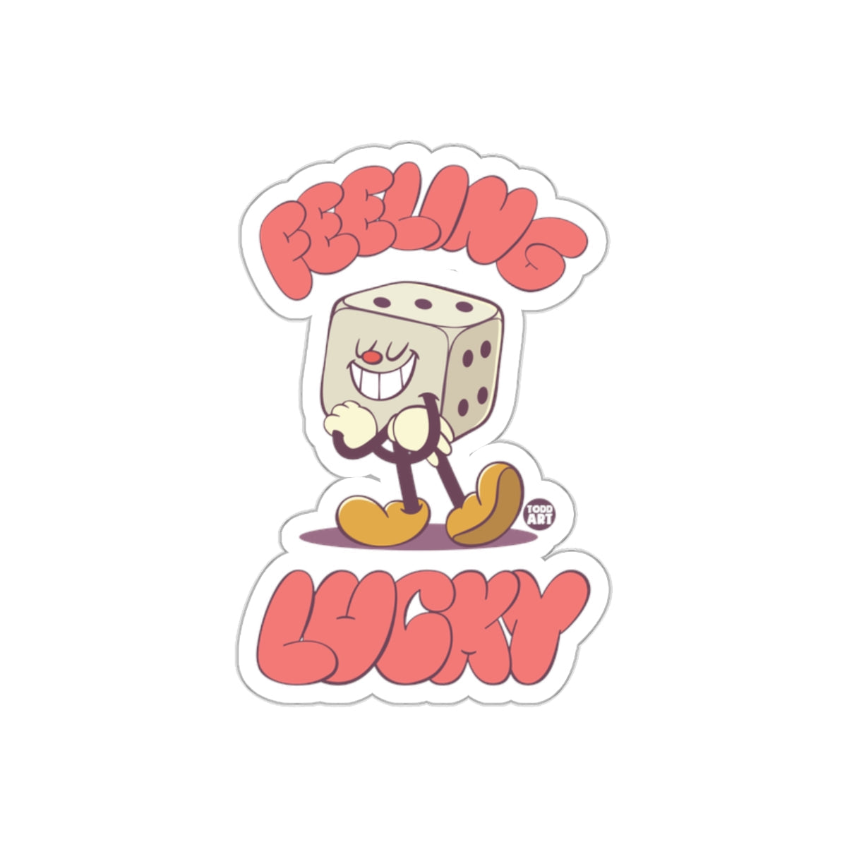 Feeling Lucky Cartoon Dice Character Sticker