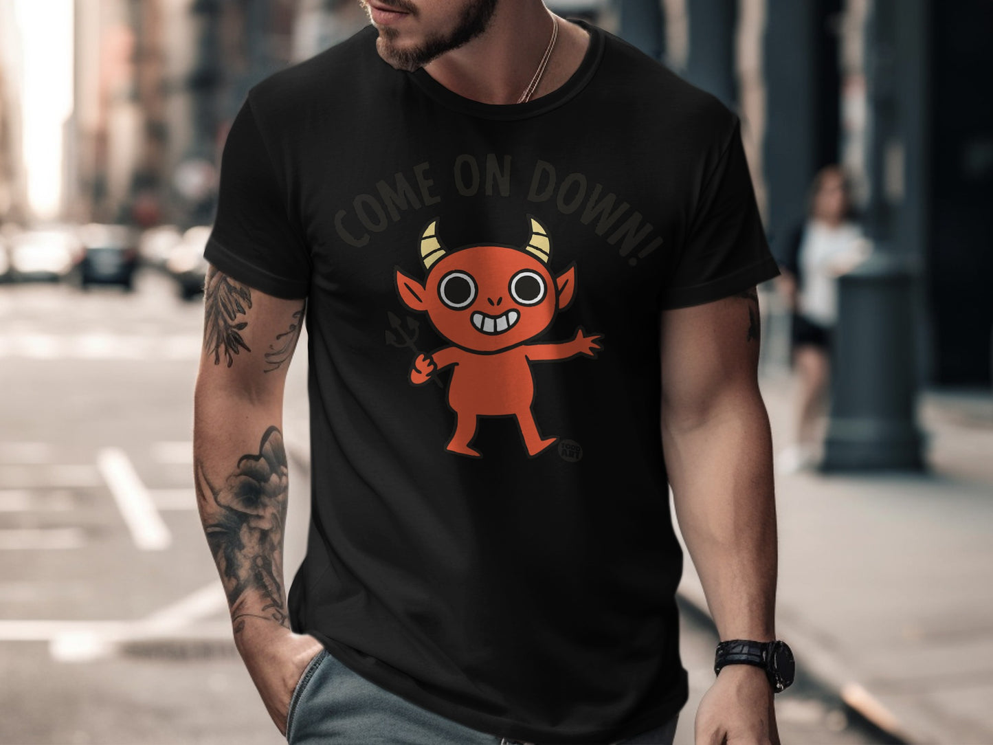 Come On Down Cute Cartoon Devil Printed T-shirt