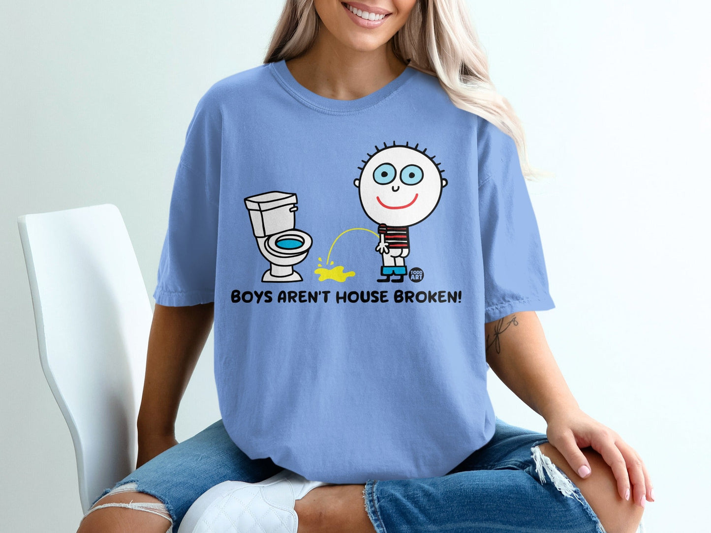 Boys Aren't House Broken Funny Cartoon T-shirt