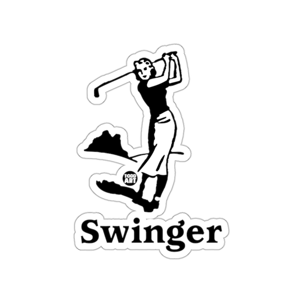 Todd Art Presents Swinger Golf Graphic Design sticker