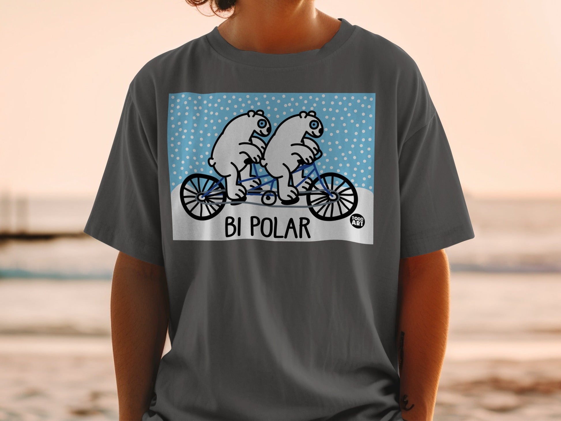 Bi Polar Bears Cycling Funny Todd Art T-shirt