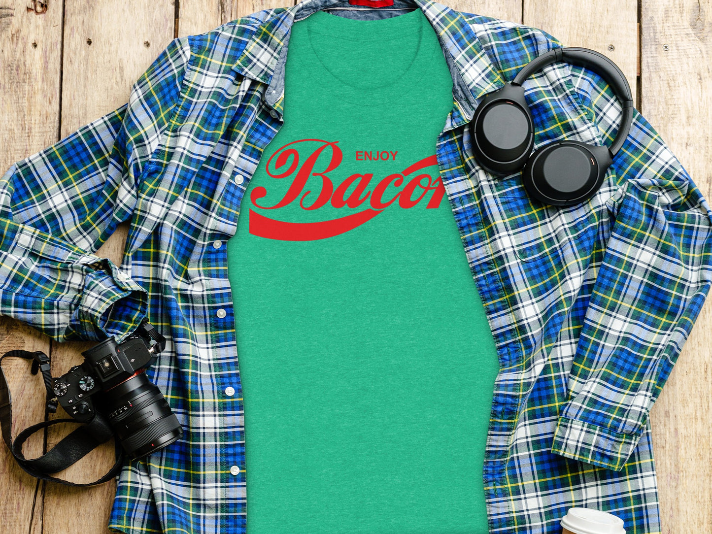 Enjoy Bacon Graphic Tee Shirt Funny Statement Apparel