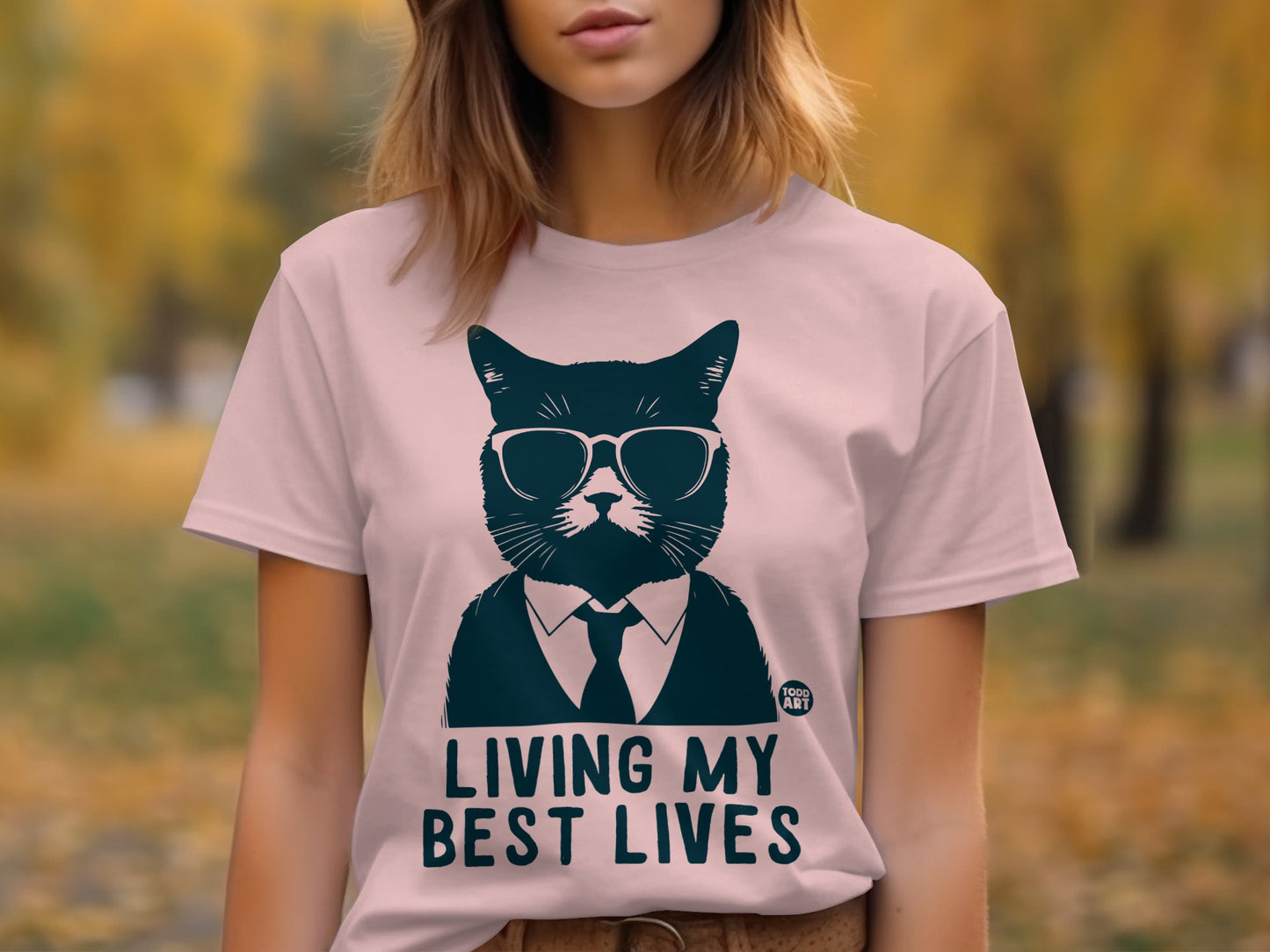 Living My Best Lives Cat Graphic T-Shirt