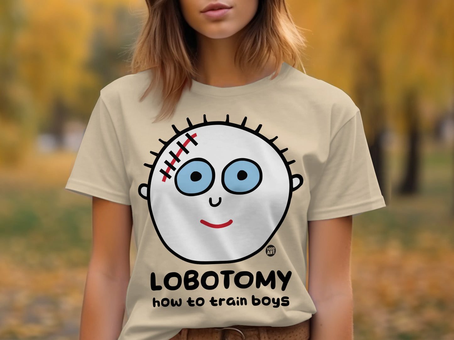 Lobotomy how to train boys funny graphic t-shirt