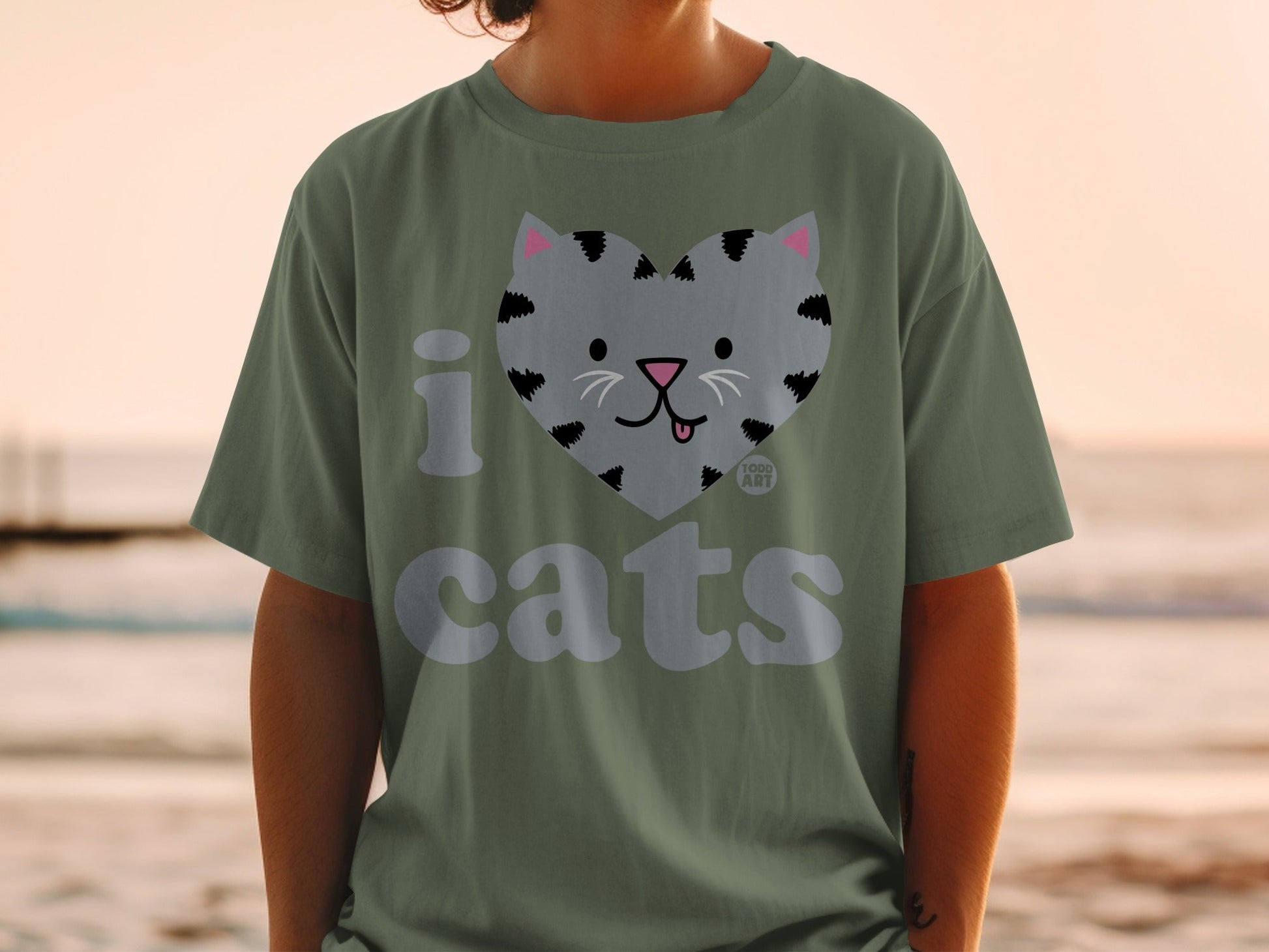 Cute I Love Cats Graphic Design T-Shirt for Cat Lovers