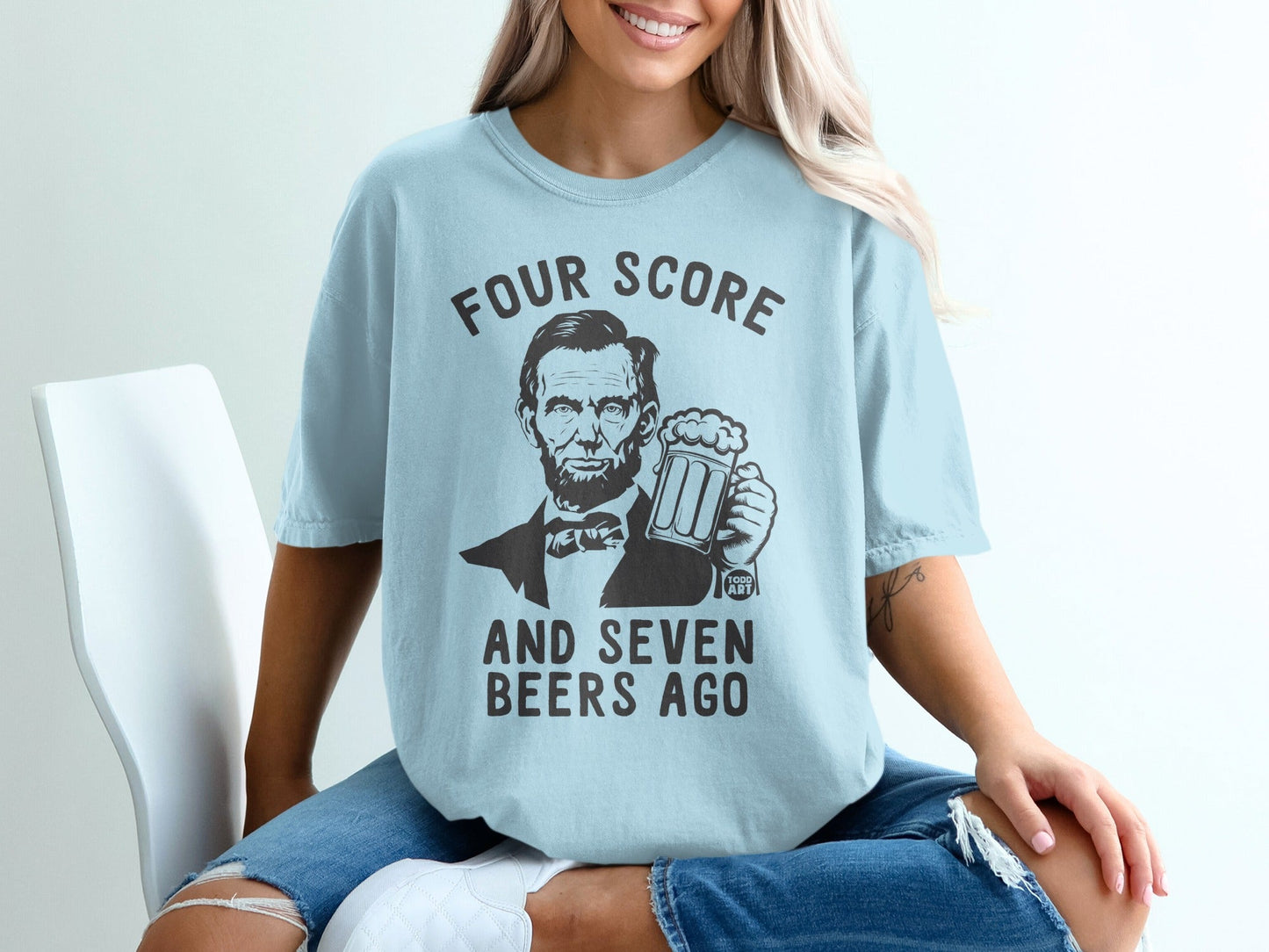 Four Score and Seven Beers Ago T-Shirt Funny Tee