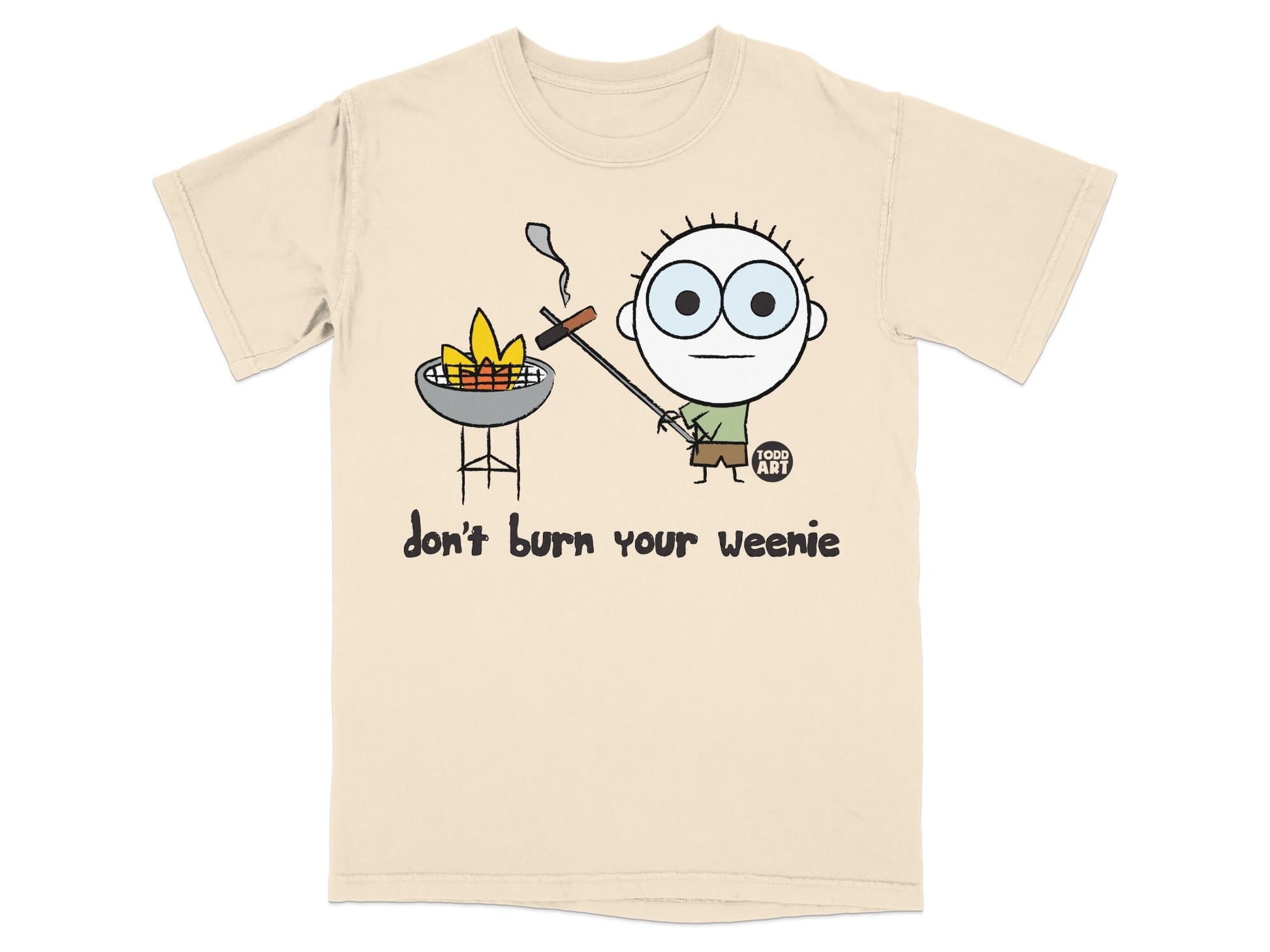 Don't Burn Your Weenie Cartoon Print T-shirt