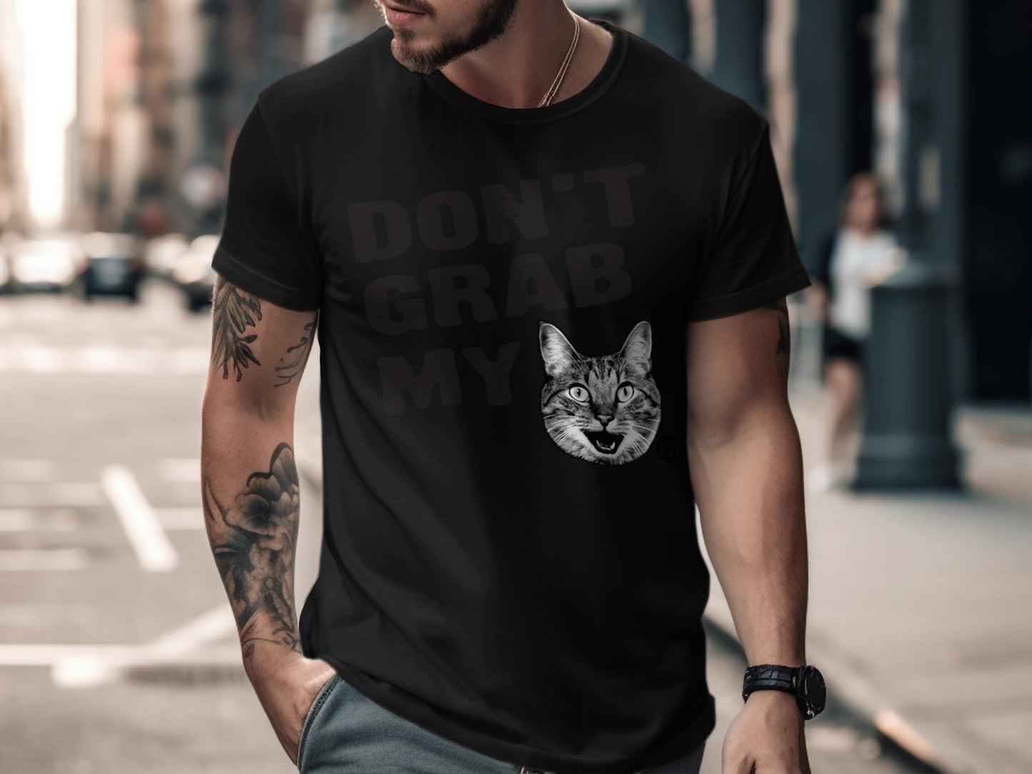 Don't Grab My Cat Graphic Shirt Men's Clothing Product