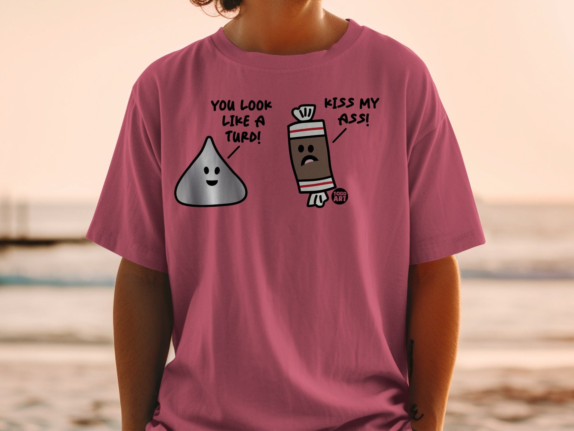 Funny Cartoon Characters Graphic Pink T-Shirt