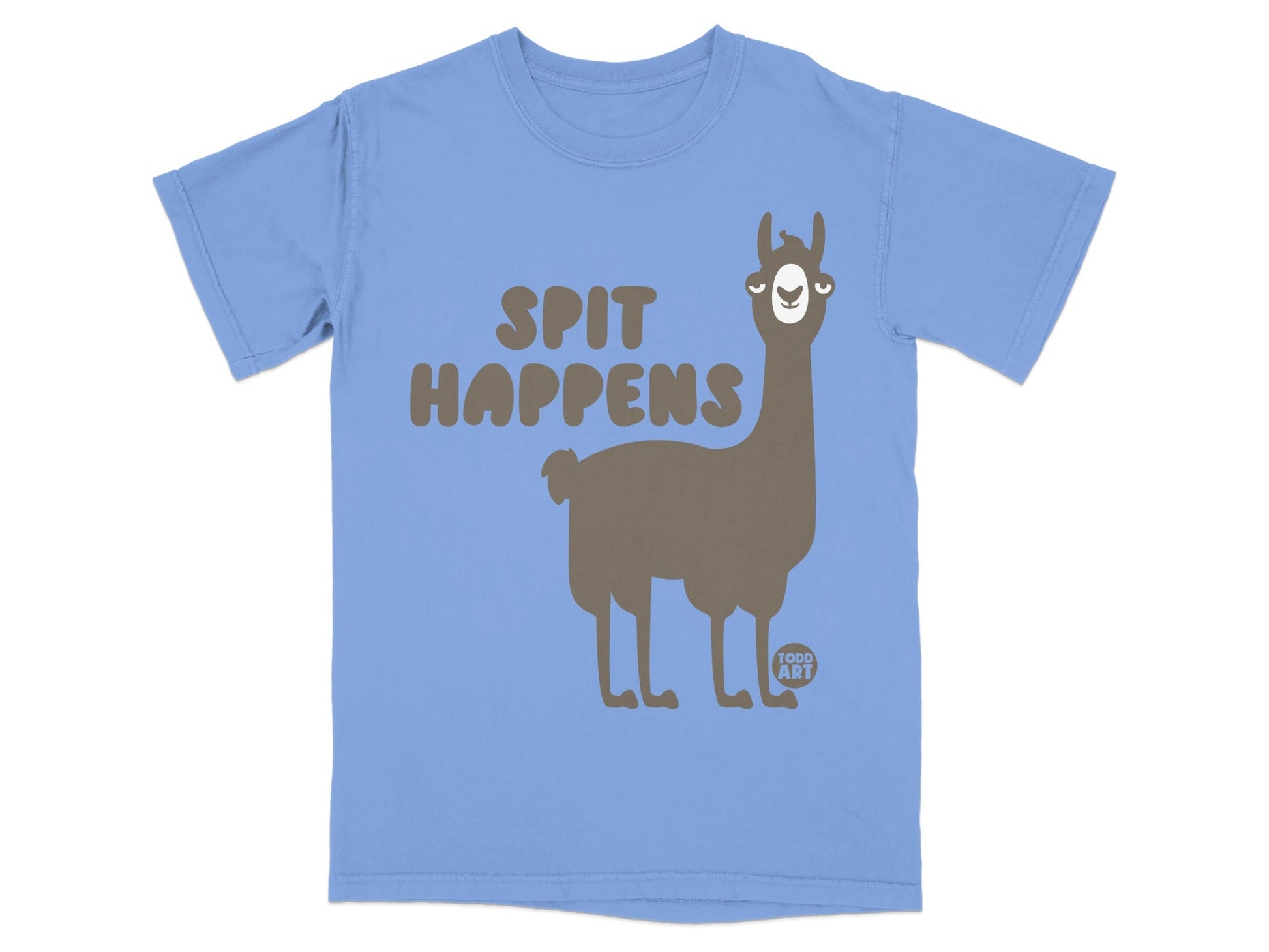 Spit Happens Funny Llama Todd Art Graphic T-Shirt