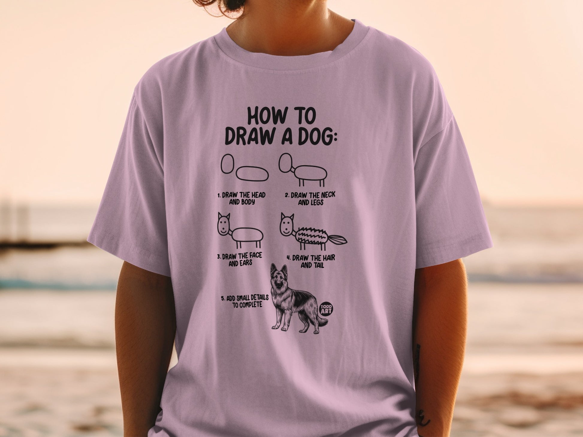 How to Draw a Dog Step by Step Funny Illustration Shirt