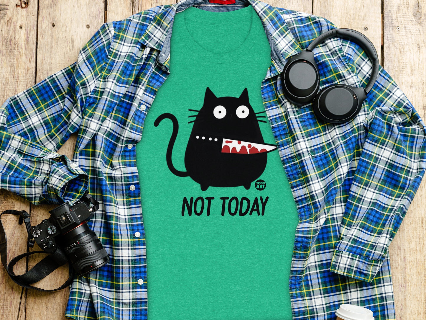 Not Today Cat Graphic Tee Perfect for Cat Lovers