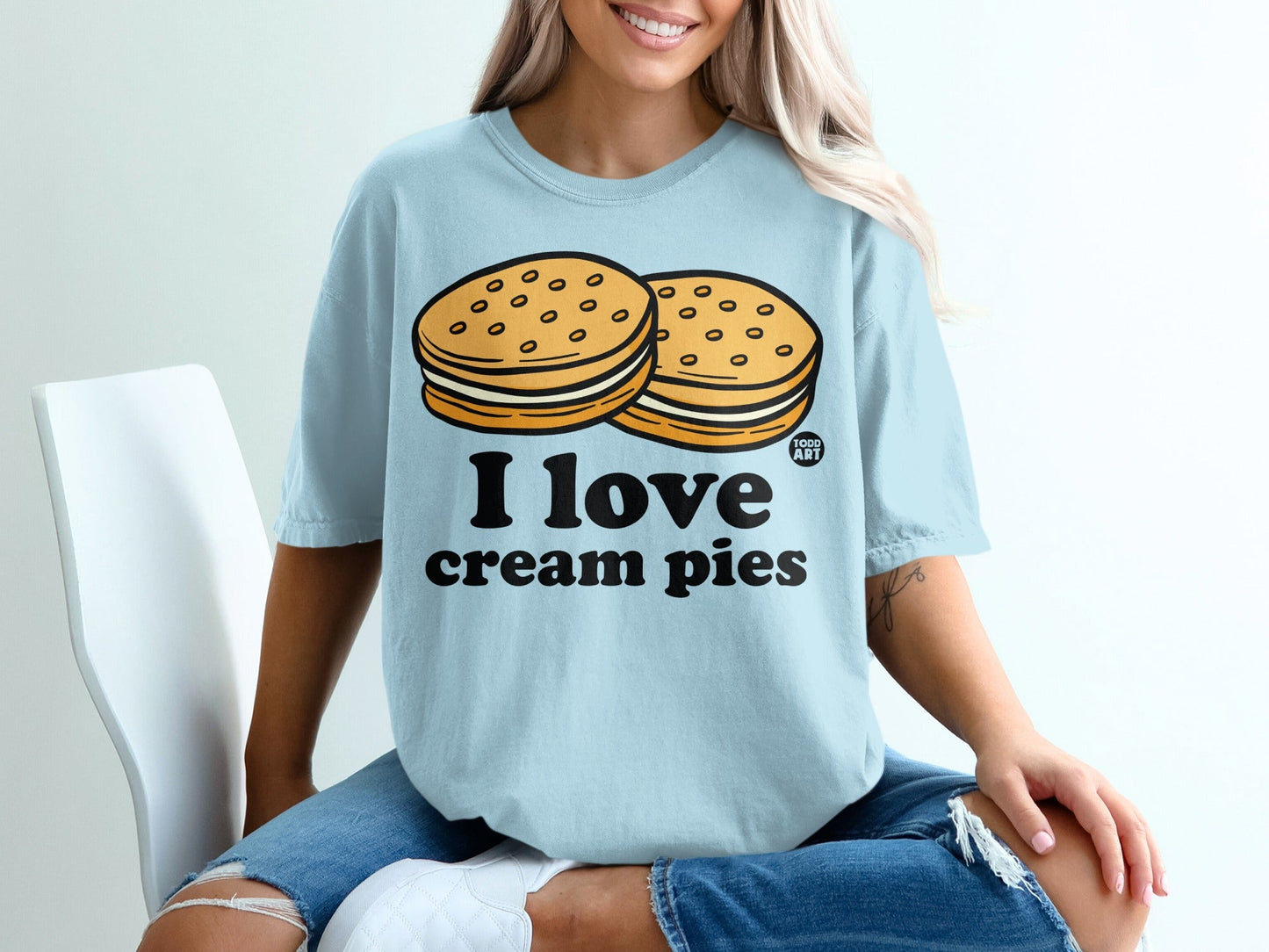 I Love Cream Pies Funny Casual Graphic T-Shirt