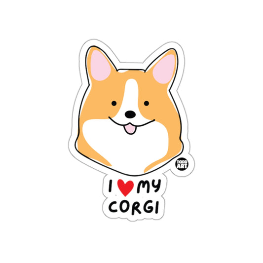 I Love My Corgi Cute Cartoon Dog Illustration Sticker