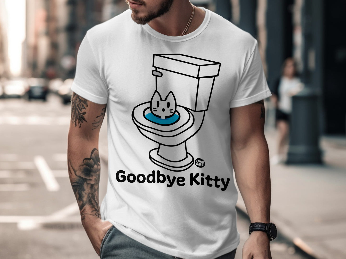 Goodbye Kitty Toilet Humorous Graphic Tee