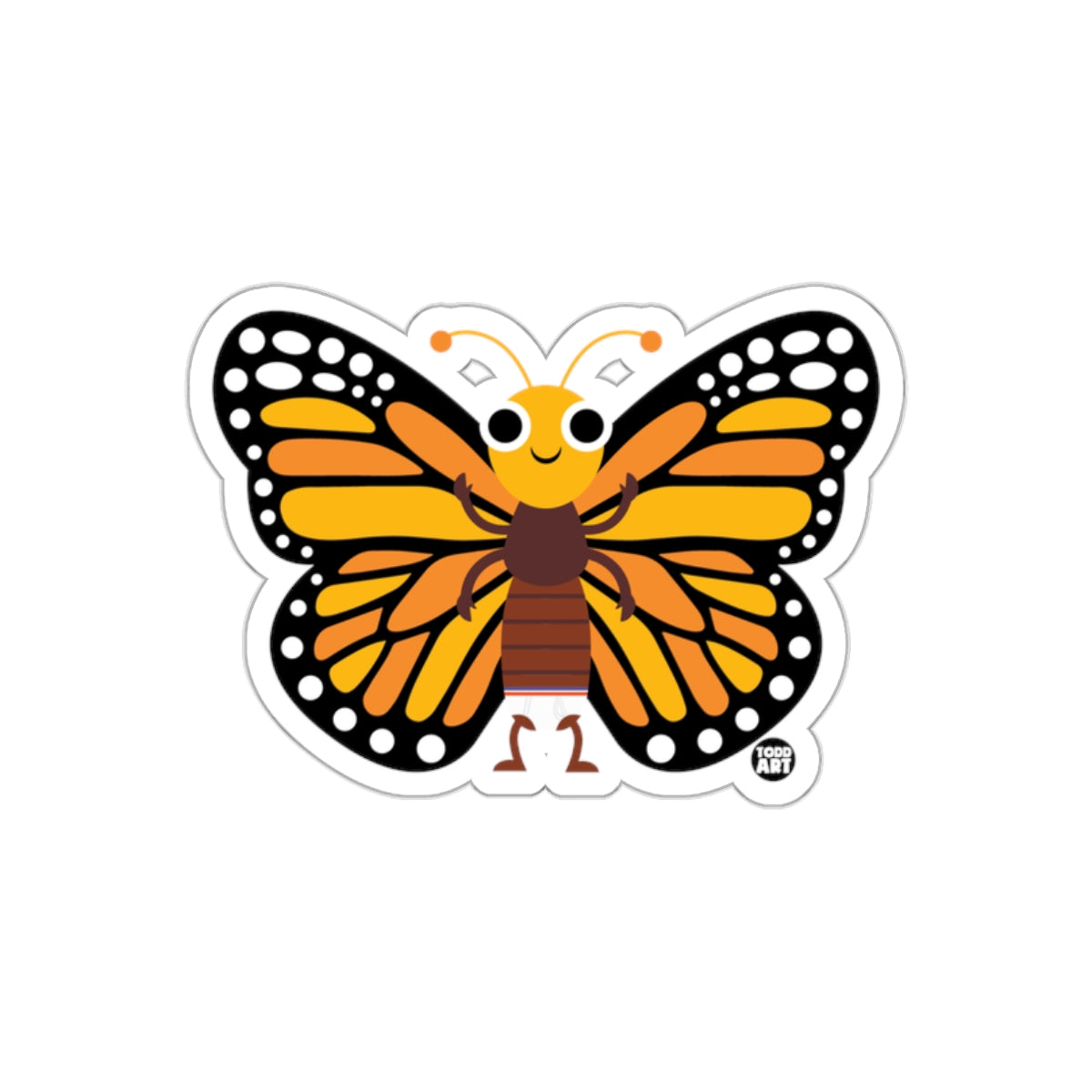 Cute Smiling Monarch Butterfly Art Sticker Decal
