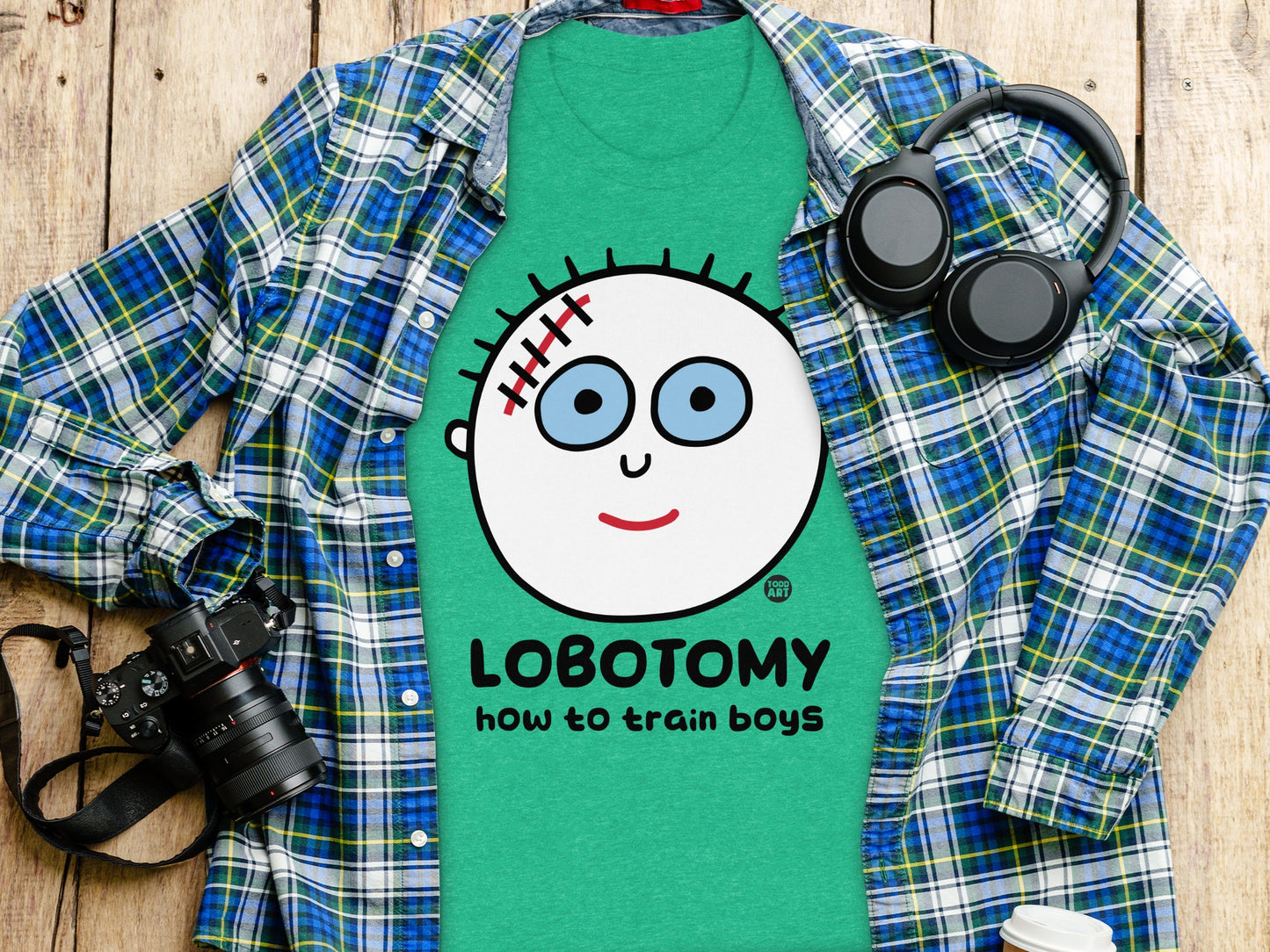 Lobotomy how to train boys graphic t-shirt