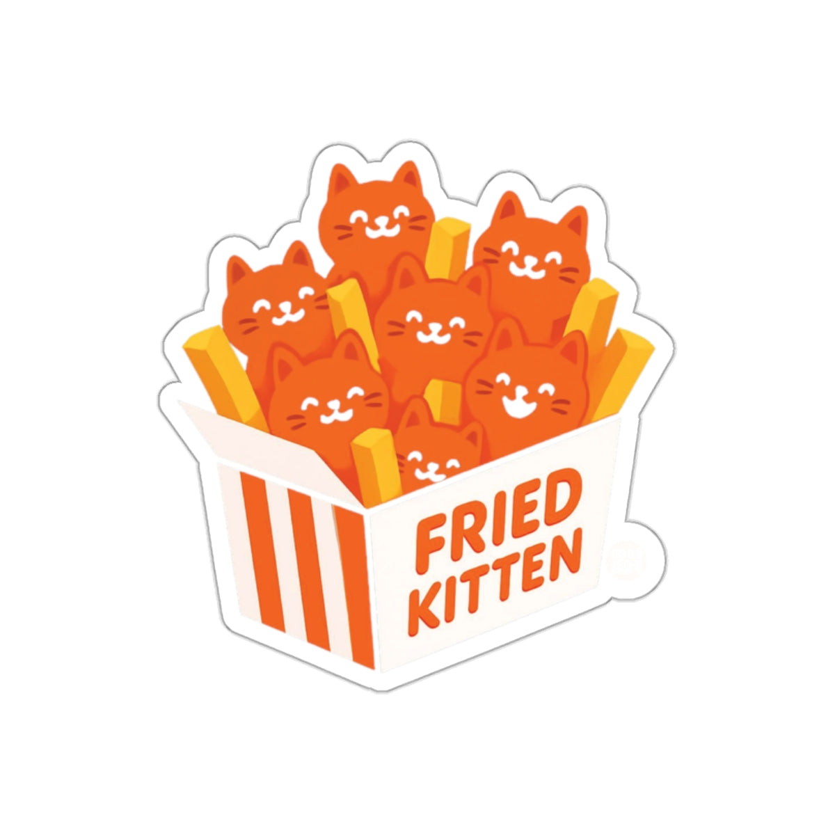 Fried Kitten Cartoon Box Illustration Sticker