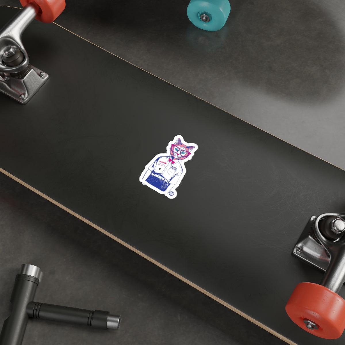 Cool Custom Skateboard with Unique Sticker Art Design