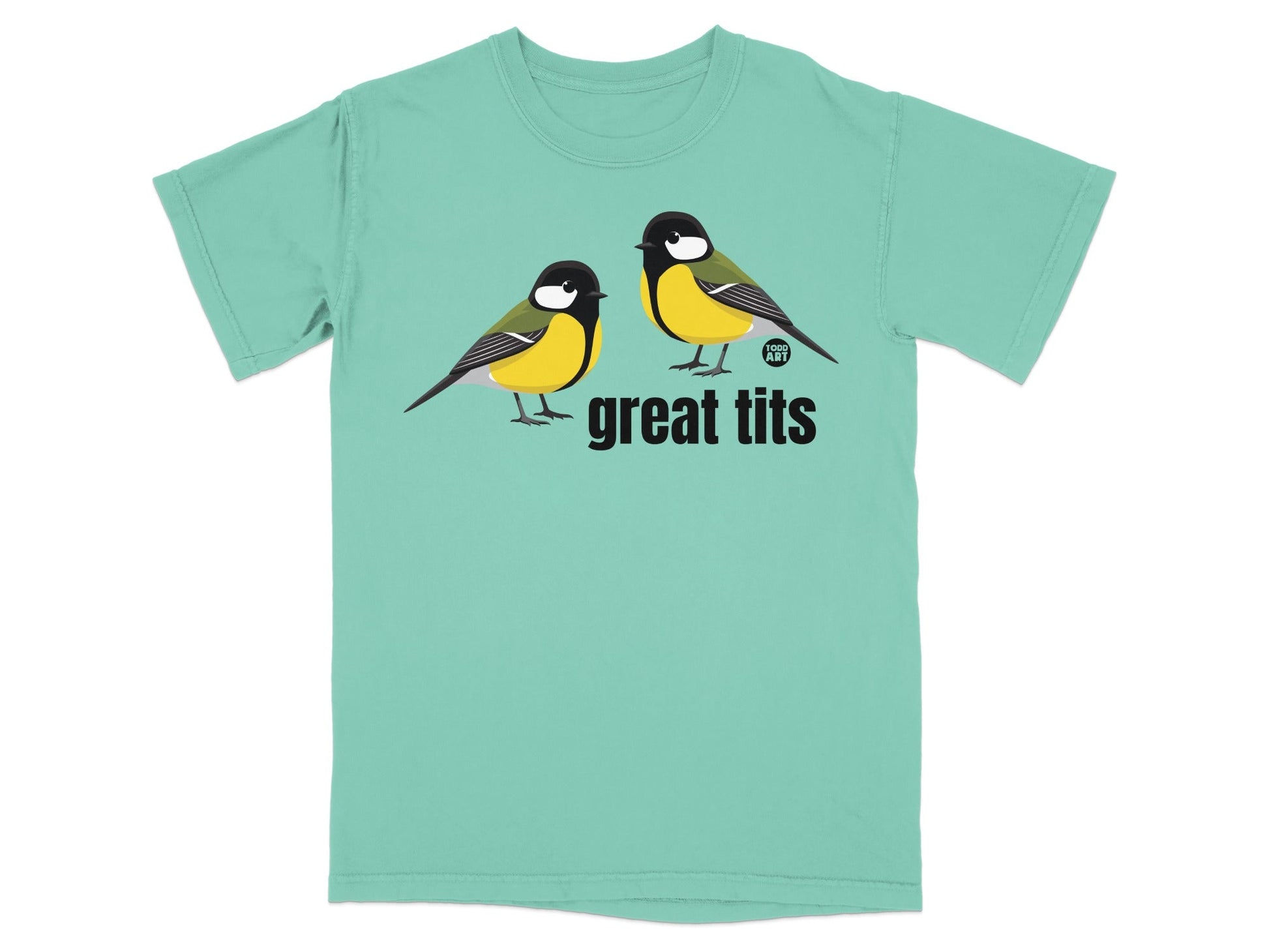 Great Tits Illustration Graphic T-Shirt Apparel