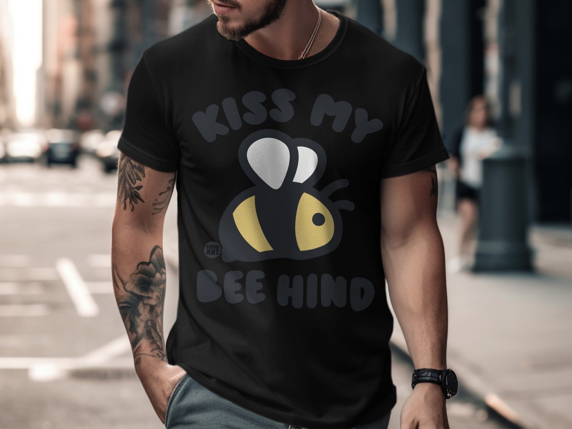 Kiss My Bee Hind Funny Graphic Tee Shirt