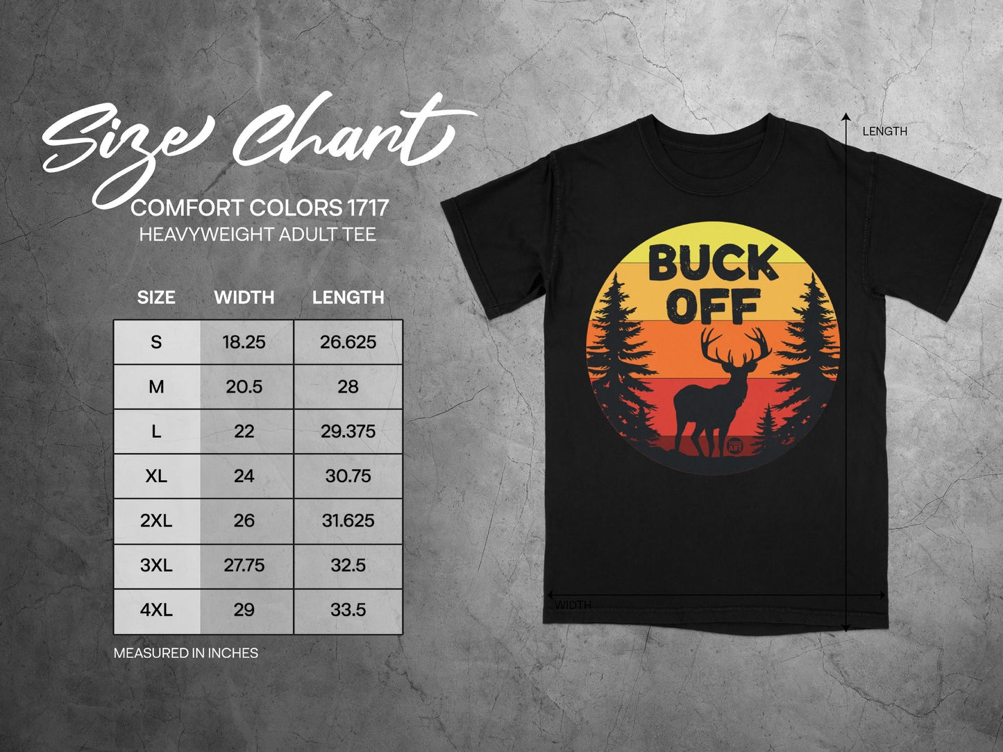 Buck Off Graphic Tee with Deer and Trees Design