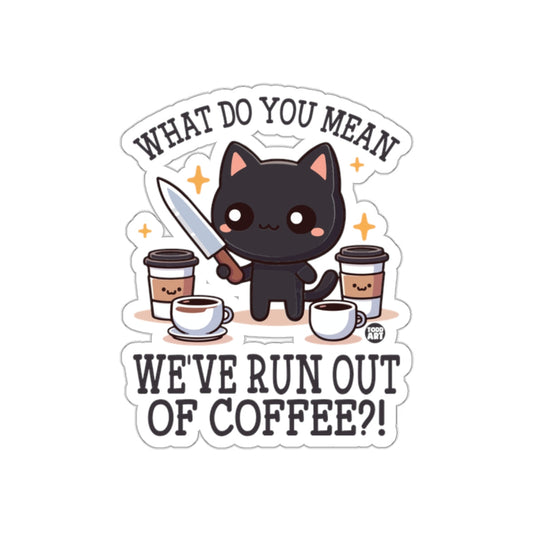 Cute Cat Holding Knife Funny Coffee Lover Sticker