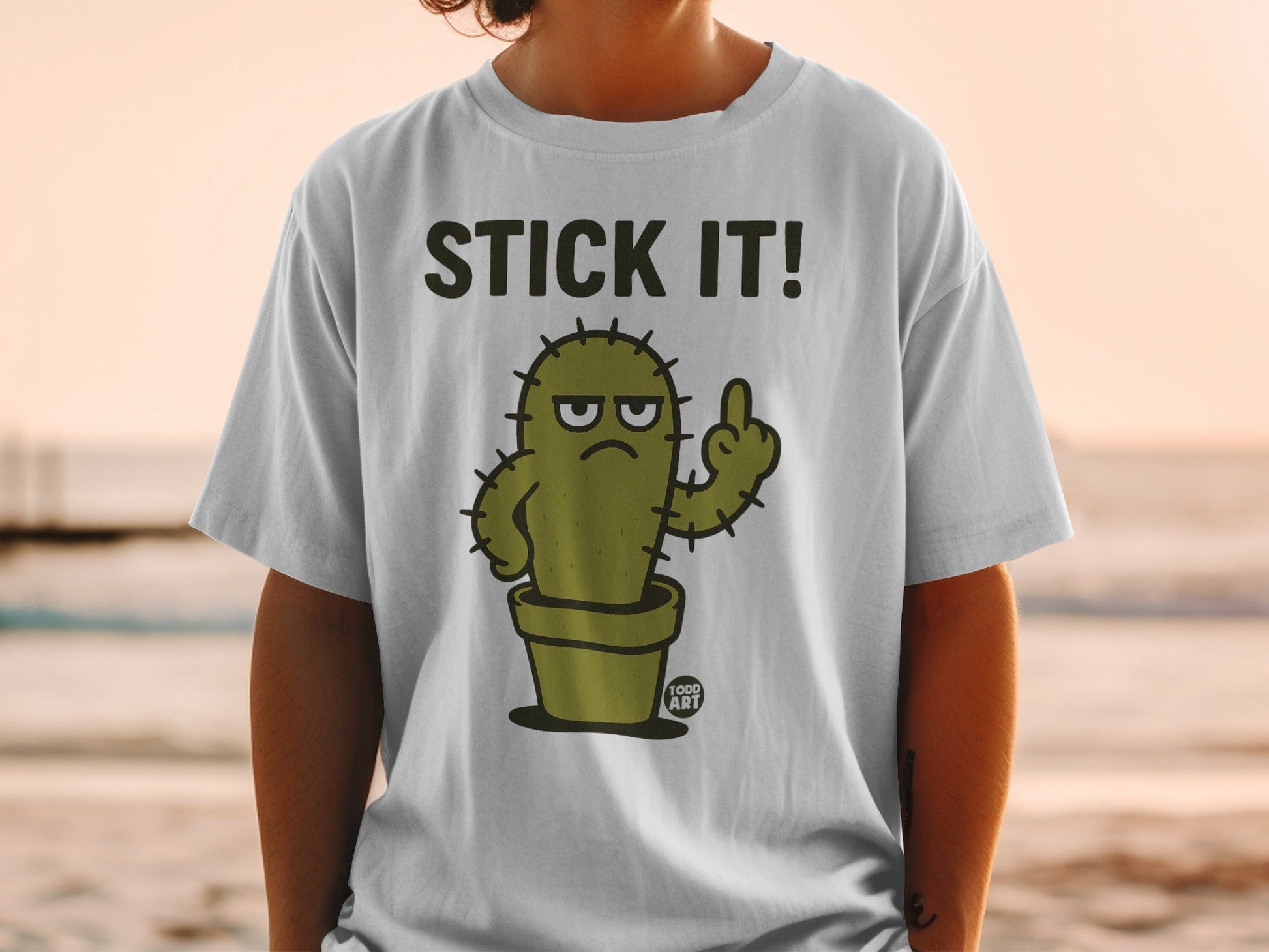 Stick It Funny Cactus Graphic T-Shirt