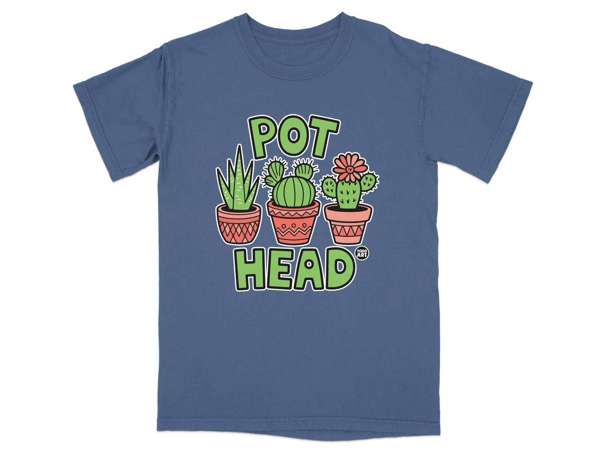 Pot Head Cactus Plants Graphic Design T-Shirt